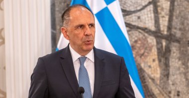 Greek Foreign Minister George Gerapetritis speaks at a news conference, Podgorica, Montenegro, June 19, 2026. (EPA Photo)