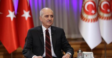 Parliament Speaker Numan Kurtulmuş gives an interview, Ankara, Türkiye, Aug. 28, 2024. (AA Photo)