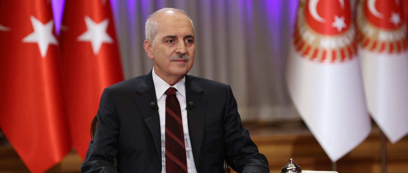 Parliament Speaker Numan Kurtulmuş gives an interview, Ankara, Türkiye, Aug. 28, 2024. (AA Photo)