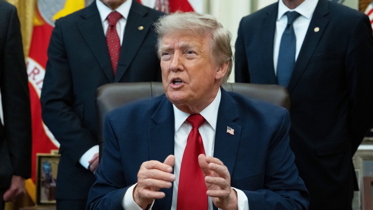 President Donald Trump speaks to the press in the Oval Office of the White House in Washington, D.C., U.S., July 13, 2026. (EPA Photo)