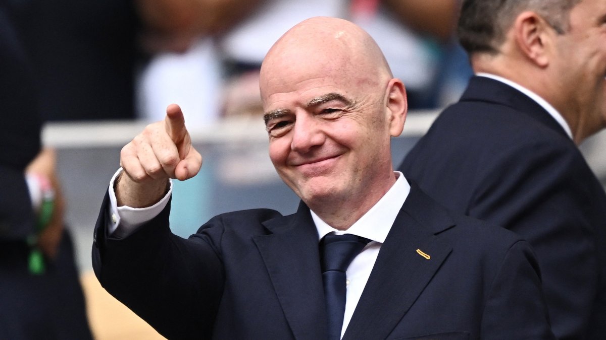 FIFA President Gianni Infantino in the stands before the 2026 FIFA World Cup quarterfinal match between Norway and England at Miami Stadium, Miami Gardens, Florida, U.S., July 11, 2026. (Reuters Photo)