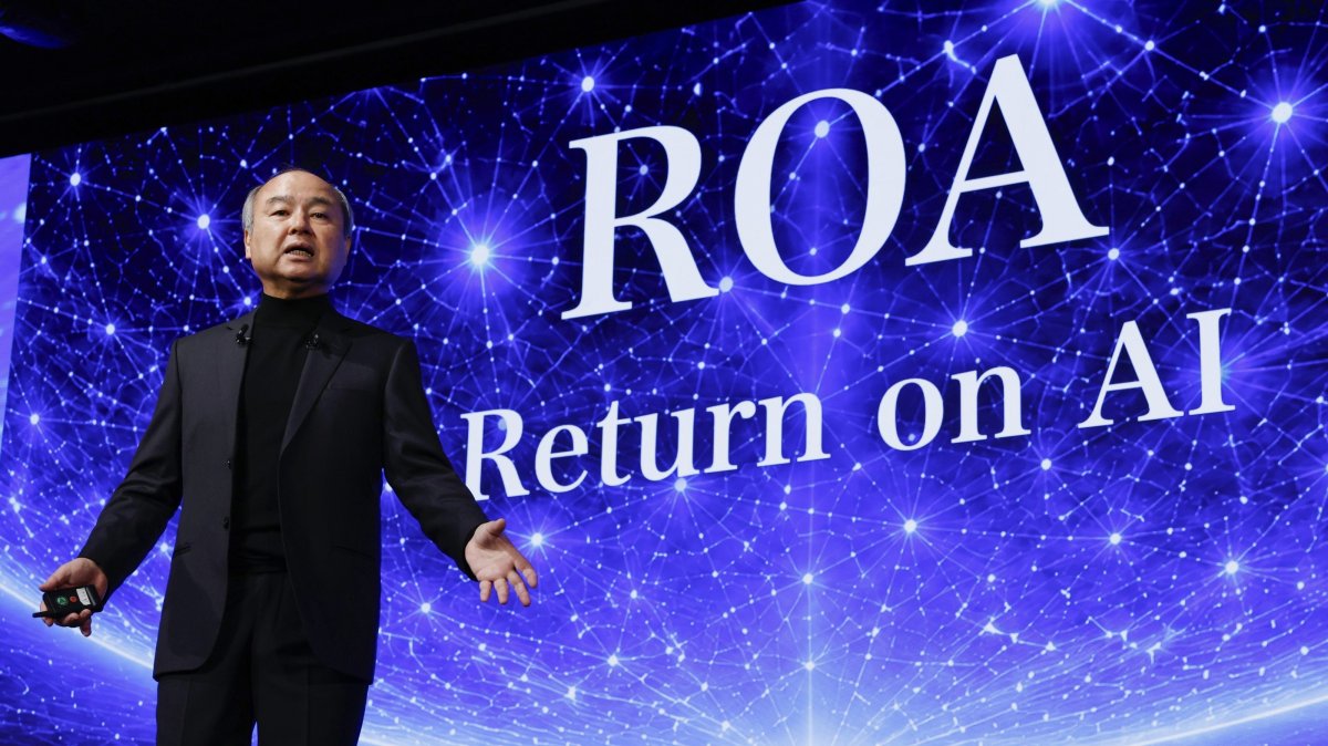 Masayoshi Son, chairperson and CEO of SoftBank Group, speaks during a business event, Tokyo, Japan, July 14, 2026. (AP Photo)