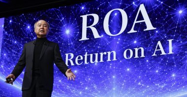 Masayoshi Son, chairperson and CEO of SoftBank Group, speaks during a business event, Tokyo, Japan, July 14, 2026. (AP Photo)