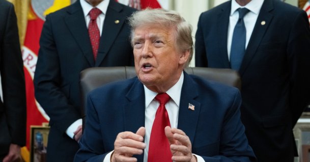President Donald Trump speaks to the press in the Oval Office of the White House in Washington, D.C., U.S., July 13, 2026. (EPA Photo)