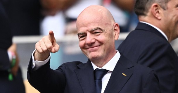FIFA President Gianni Infantino in the stands before the 2026 FIFA World Cup quarterfinal match between Norway and England at Miami Stadium, Miami Gardens, Florida, U.S., July 11, 2026. (Reuters Photo)