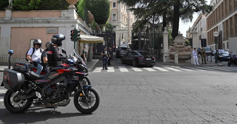 Delegations arrive on the first day of talks between Lebanon and Israel at the U.S. Embassy in Rome, Italy, July 14, 2026. (AFP Photo)