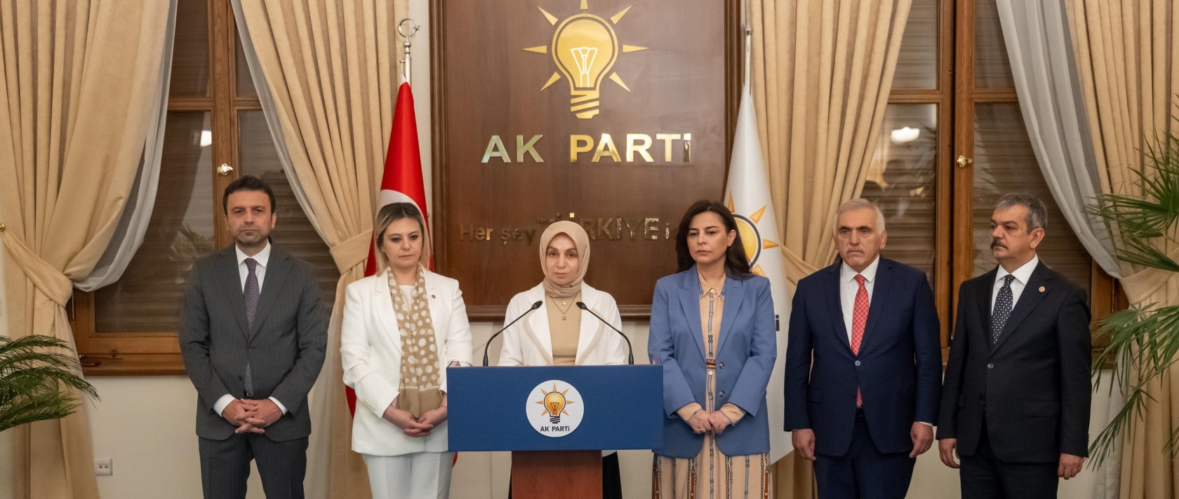 AK Party lawmaker Leyla Şahin Usta (C) announces the details of the bill, Ankara, Türkiye, July 14, 2026. (AA Photo)