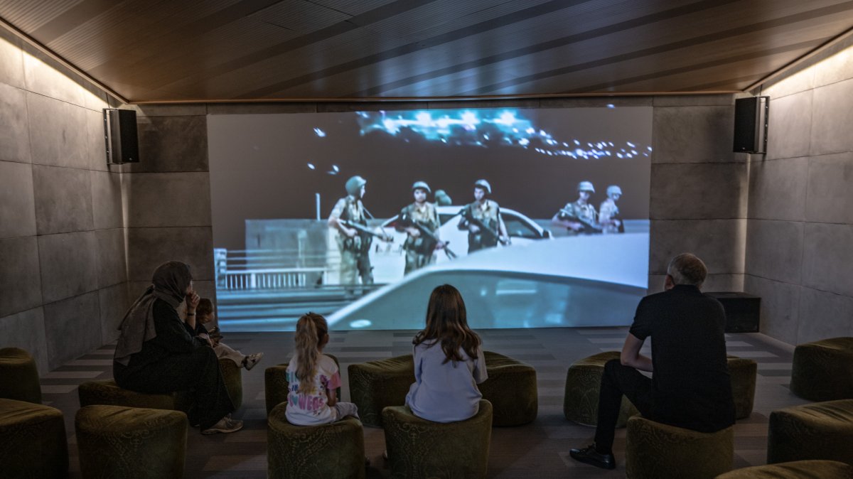 People watch a documentary on the coup attempt at a museum dedicated to the public resistance to the attempt, Istanbul, Türkiye, July 15, 2026. (AA Photo)