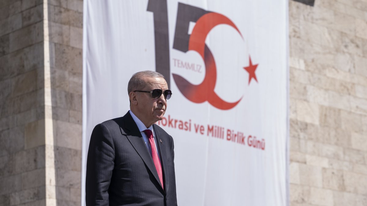 President Recep Tayyip Erdoğan attends the commemoration ceremony at Parliament, Ankara, Türkiye, July 15, 2026. (AA Photo)