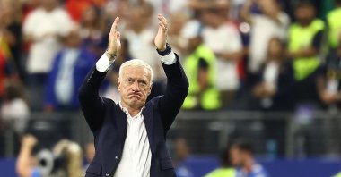 France's head coach Didier Deschamps reacts after losing the 2026 World Cup football tournament semi-final match between France and Spain at the Dallas Stadium, Arlington, U.S., July 14, 2026. (AFP Photo)