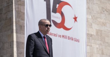 President Recep Tayyip Erdoğan attends the commemoration ceremony at Parliament, Ankara, Türkiye, July 15, 2026. (AA Photo)