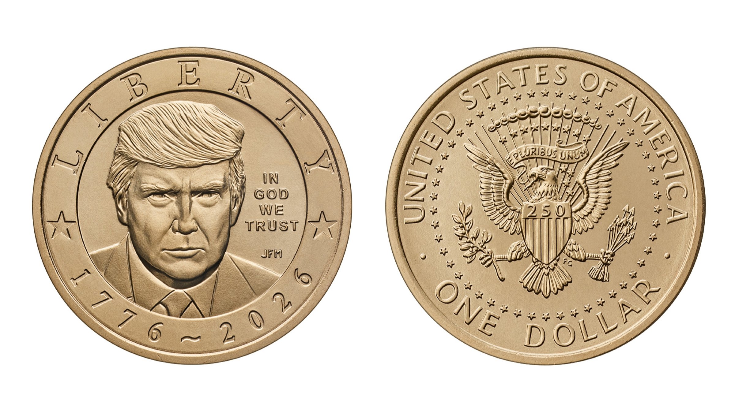 The U.S. Mint has started producing a new $1 coin featuring U.S. President Donald Trump's image. (AP Photo)