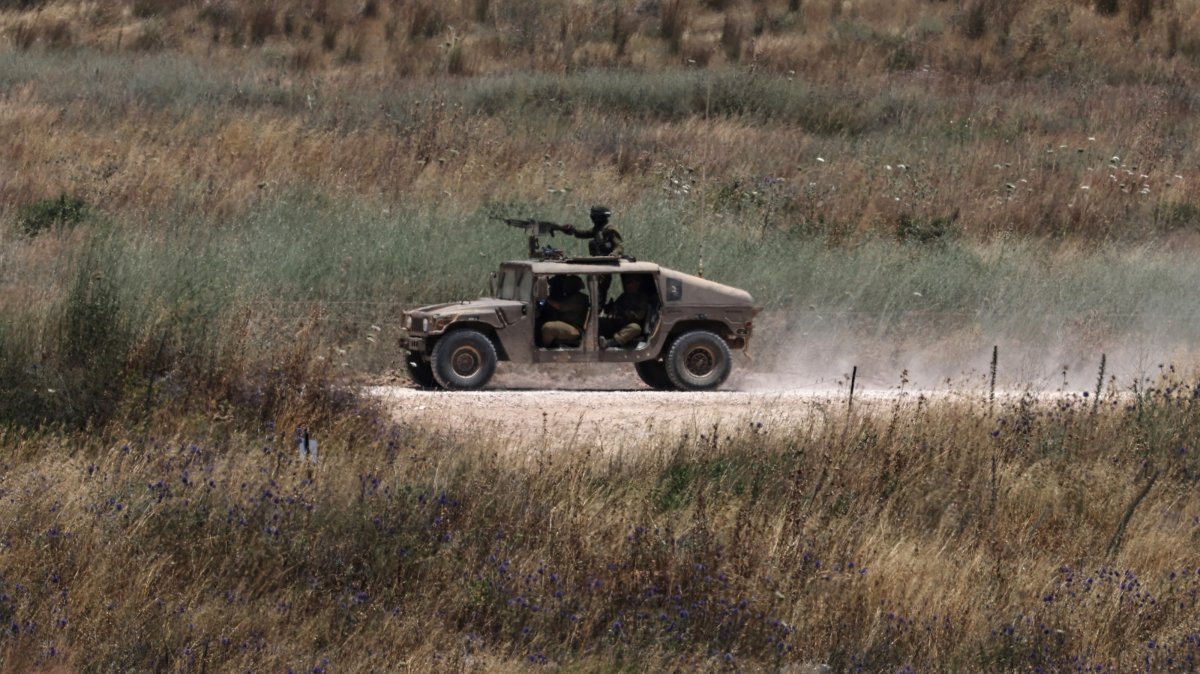An Israeli military vehicle operates in southern Lebanon, as seen from the Israeli side of the border in the Upper Galilee, northern Israel, June 17, 2026. (EPA Photo)