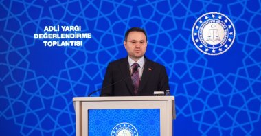 Justice Minister Akın Gürlek speaks during the "Judicial Evaluation Meeting," Ankara, Türkiye, July 16, 2026. (AA Photo)
