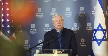 U.S. Senator Lindsey Graham speaks during a press conference on U.S.-Israel relations following a meeting with Lebanese officials, Tel Aviv, Israel, Aug. 28, 2025. (EPA Photo)