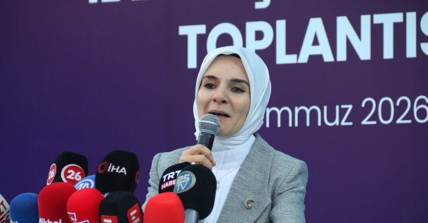 Family and Social Services Minister Mahinur Özdemir Göktaş speaks at an event, Eskişehir, central Türkiye, July 9, 2026. (İHA Photo)