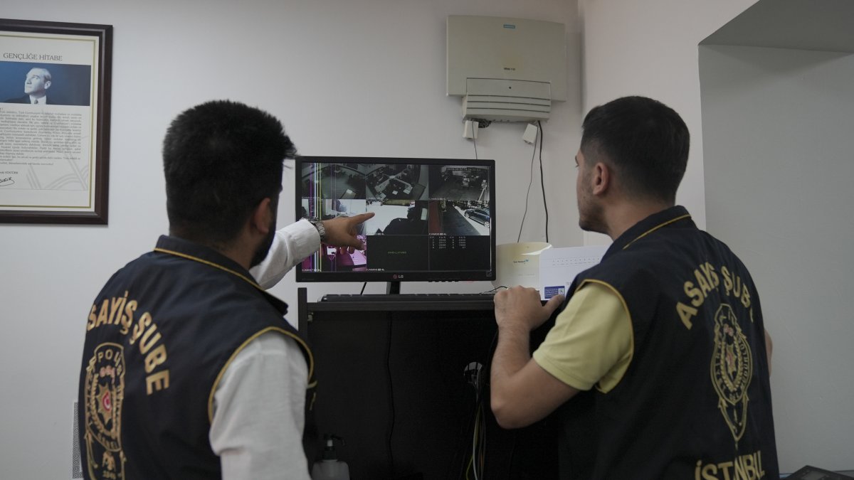 Police officers monitor surveillance camera feeds during efforts to locate missing individuals, Istanbul, Türkiye, May 19, 2026. (AA Photo) 