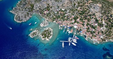 A drone-captured aerial view shows the touristic district of Demre, Antalya, southern Türkiye, July 17, 2026. (AA Photo)