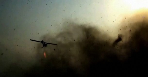 This screen grab taken on July 15, 2026, from video footage released by Iran's Revolutionary Guards (IRGC)'s Sepah News website on July 14, 2026, allegedly shows a drone being launched from an undisclosed location towards US targets in Bahrain and Kuwait. (AFP Photo)