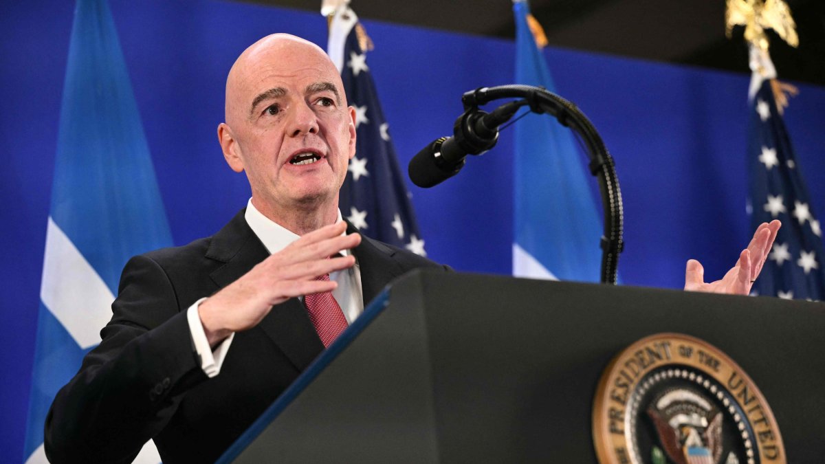 FIFA President Gianni Infantino speaks during a FIFA reception at Trump Tower, New York City, U.S., July 17, 2026. (AFP Photo)