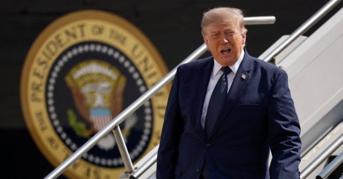 U.S. President Donald Trump speaks as he disembarks the new Qatari-gifted Air Force One, while he arrives at John F. Kennedy International Airport, New York City, U.S., July 17, 2026. (Reuters Photo)