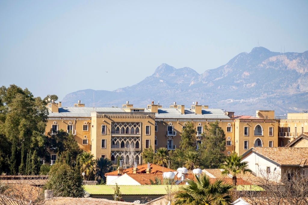 The Ledra Palace Hotel in the Green Line buffer zone, Lefkoşa (Nicosia), the island of Cyprus, Dec. 28, 2023. (Getty Images Photo)