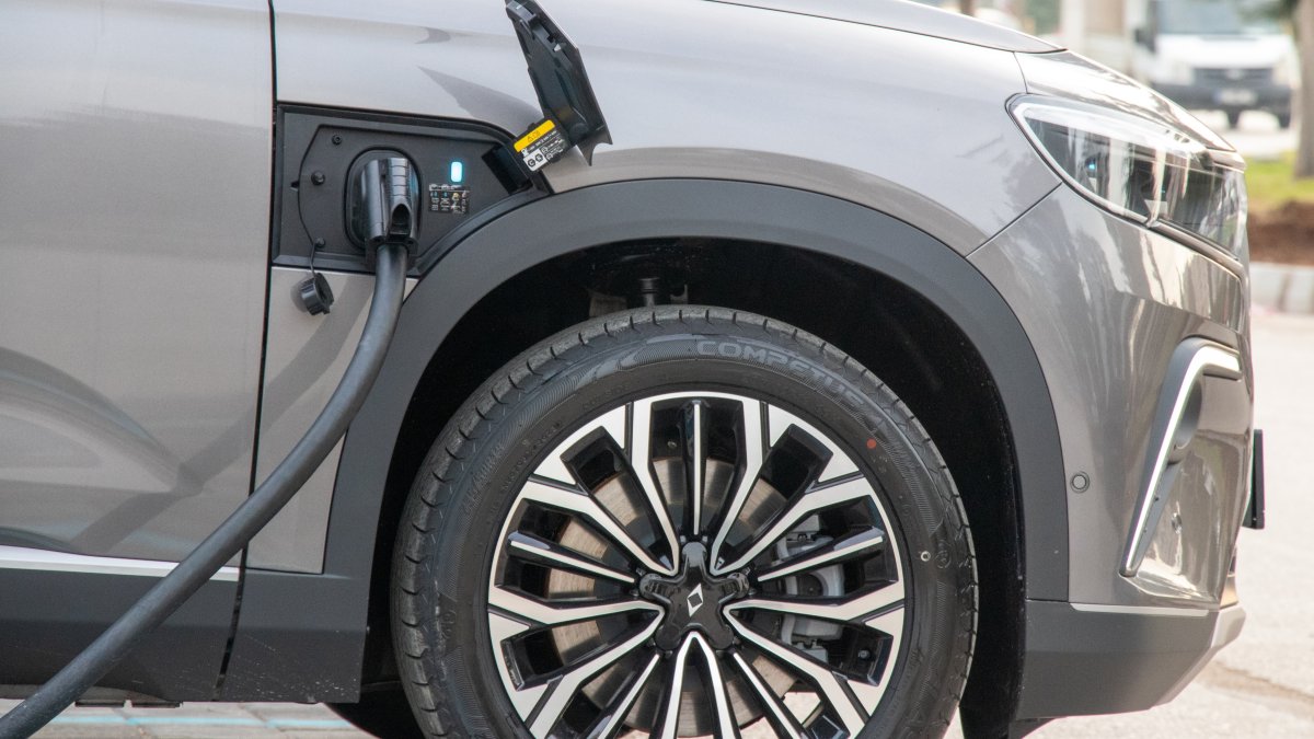 A Togg T10X SUV is seen at a charging station in Antalya, southern Türkiye, May 12, 2023. (Shutterstock Photo)