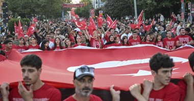 In Fatih, Saraçhane, one of the locations where the highest number of martyrs were lost during the Gülenist Terror Group (FETÖ)'s coup attempt, a memorial event was held to mark the 10th anniversary of July 15 Democracy and National Unity Day, Istanbul, Türkiye, July 15, 2026. (AA Photo)