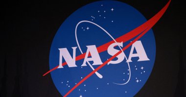 The NASA logo during the unveiling for the NASA Artemis III mission at an event at NASA Johnson Space Center, Houston, Texas, U.S., June 9, 2026. (Reuters Photo)