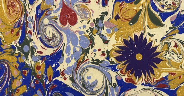 An ebru artwork created by a participant during a workshop at the Turkish Embassy Residence, Athens, Greece, July 17, 2026. (AA Photo)
