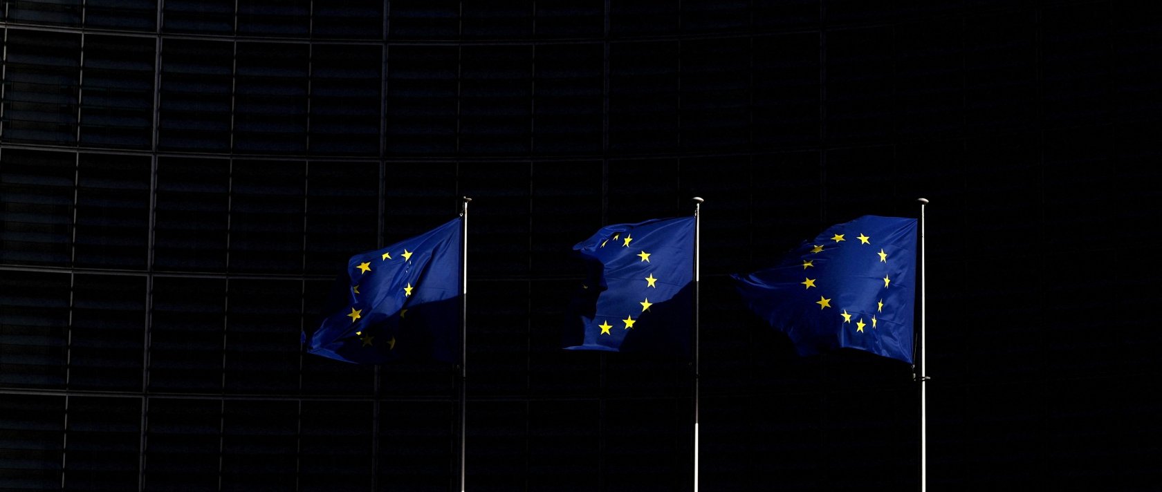 European Union flags flutter outside the European Commission headquarters, Brussels, Belgium, Feb. 26, 2026. (Reuters Photo)