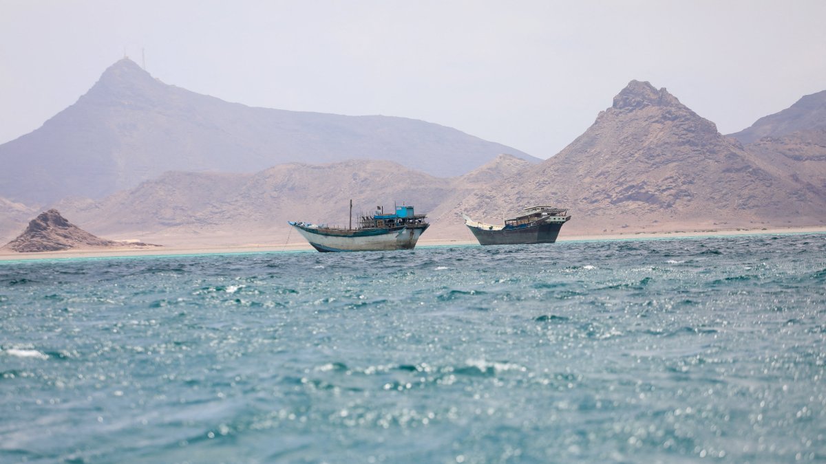 Boats float near the coast of Bab el-Mandeb, Yemen, April 2, 2026. (Reuters)