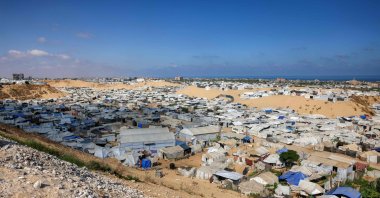 Tents of displaced people are pictured in Khan Yunis, the southern Gaza Strip, Palestine, July 11, 2026. (AFP Photo)