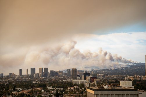 Dense smoke hovers over urban areas as a result of a wildfire in Pacific Palisades, Los Angeles, U.S., Jan. 8, 2025. (Shutterstock Photo)