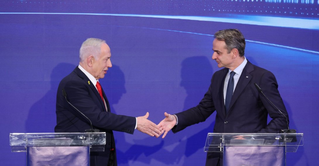 Greek Prime Minister Kyriakos Mitsotakis and Israeli Prime Minister Benjamin Netanyahu shake hands during a joint press conference at the Citadel of David Hotel, west Jerusalem, Israel, Dec. 22, 2025. (AP Photo)