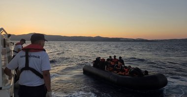 Turkish Coast Guard Command intercepts migrants while attempting to leave the country illegally off the coast of Izmir, Türkiye, July 19, 2026. (AA Photo)
