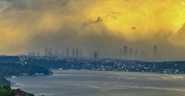 An aerial view shows the European side during a storm in Istanbul, July 22, 2026. (AA Photo)