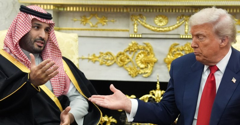 President Donald Trump meets Saudi Arabia's Crown Prince Mohammed bin Salman in the Oval Office of the White House, in Washington, D.C., U.S., Nov. 18, 2025. (AP Photo)