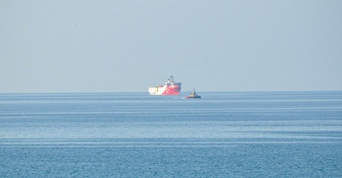 Türkiye's Oruç Reis seismic research vessel is seen off Mersin province, southern Türkiye, July 19, 2026. (AA Photo)