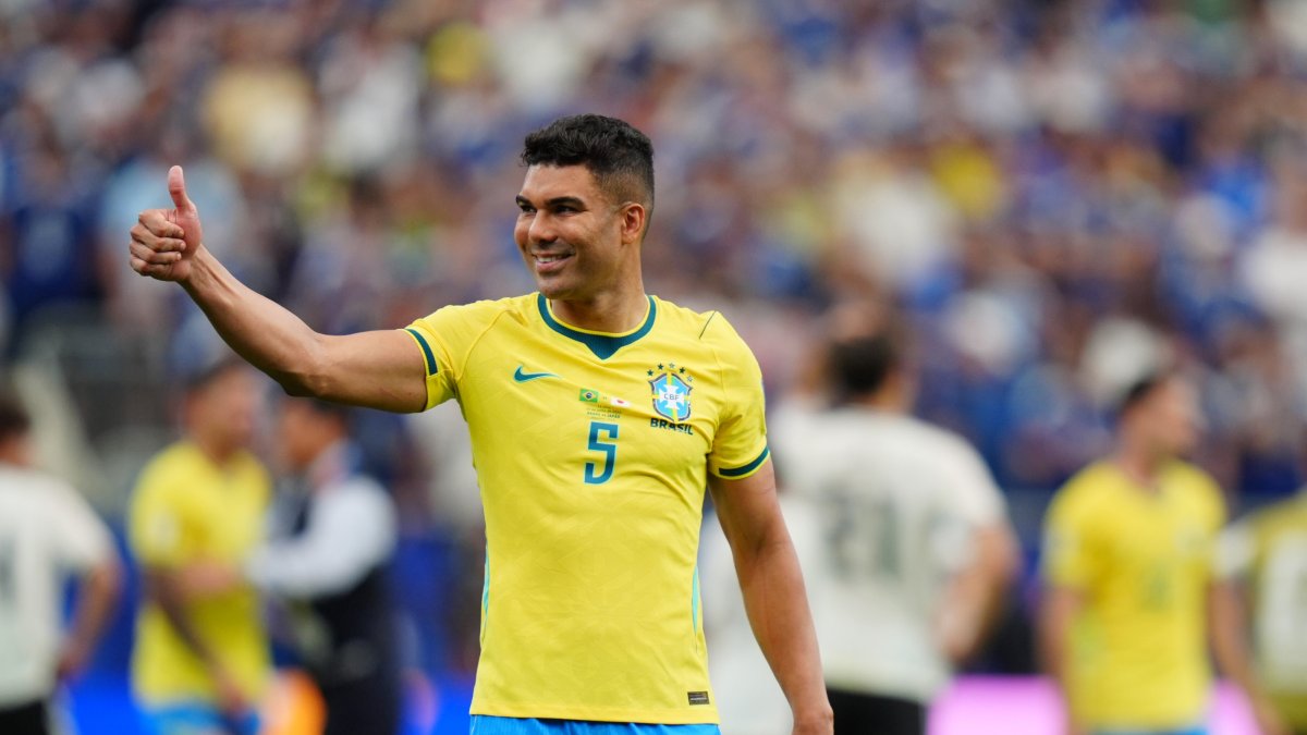 Brazil's Casemiro celebrates after the 2026 FIFA World Cup Round of 32 match against Japan at Houston Stadium, Houston, U.S.,  June 29, 2026. (AA Photo)