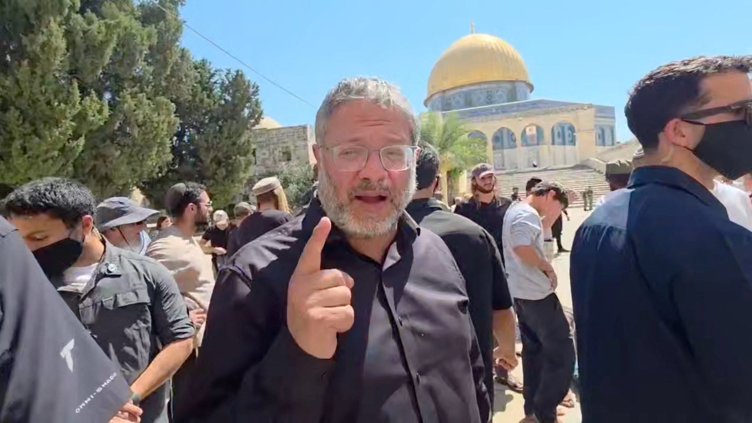 Israel's National Security Minister Itamar Ben-Gvir leads a storming of the Al-Aqsa Mosque in East Jerusalem, July 23, 2026. (Reuters Photo)