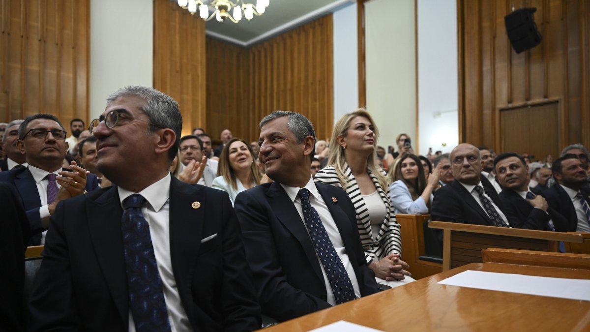 CHP Parliamentary Group Chair Özgür Özel (C) attends the party's parliamentary group meeting, Ankara, Türkiye, July 21, 2026. (AA Photo)