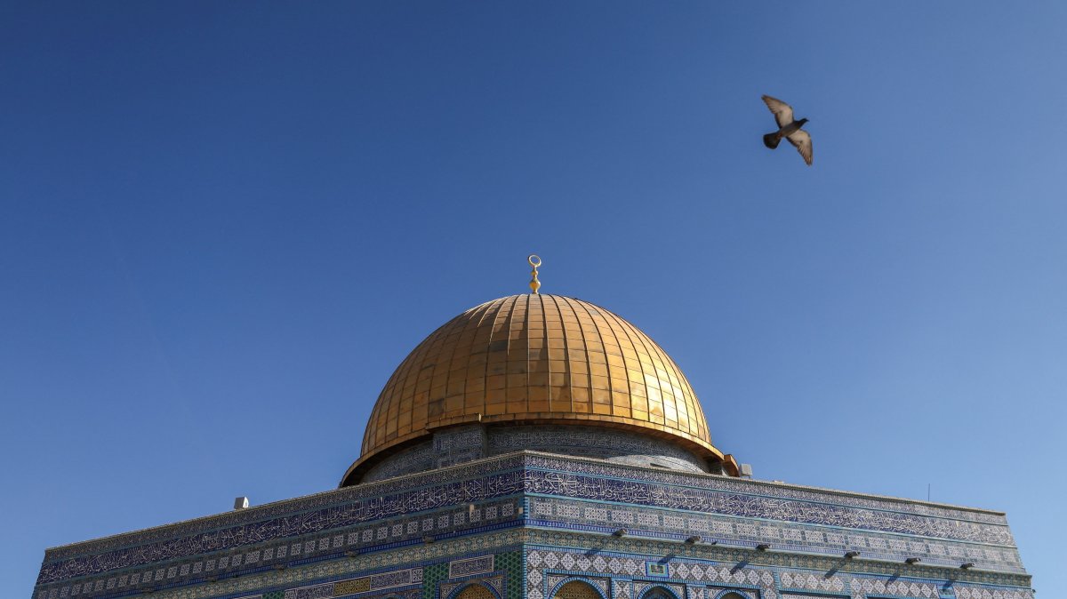 A bird flies above the Dome of the Rock on the Al-Aqsa compound, known to Jews as the Temple Mount, in Jerusalem's Old City, June 23, 2026. (Reuters Photo)