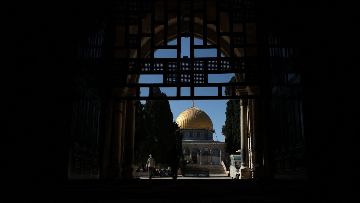 Palestinians walk near the Dome of the Rock on the Al-Aqsa compound in Jerusalem's Old City, June 23, 2026. (Reuters Photo)