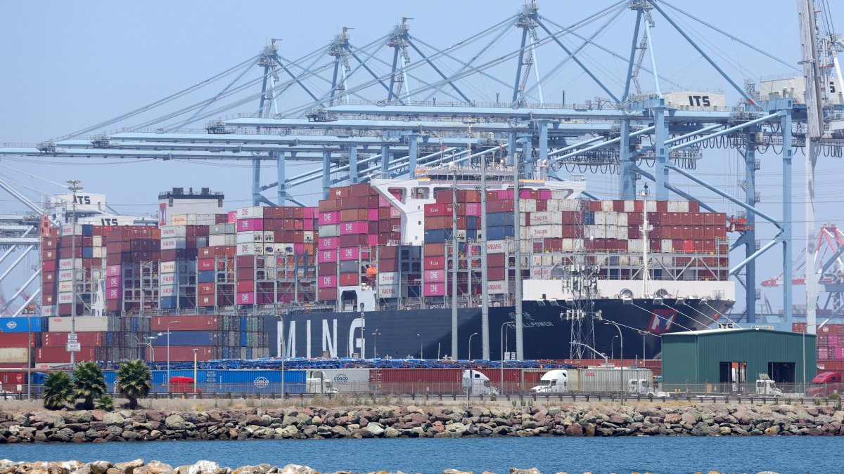 Shipping containers on a container ship at the Port of Long Beach, California, U.S., July 17, 2026. (Reuters Photo)