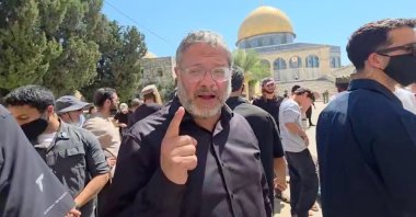 Israel's National Security Minister Itamar Ben-Gvir leads a storming of the Al-Aqsa Mosque in East Jerusalem, July 23, 2026. (Reuters Photo)