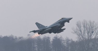 A German Air Force Eurofighter Typhoon fighter jet takes off during a training scramble at the 22nd Tactical Air Base, Malbork, Poland, Dec. 10, 2025. (Reuters Photo)