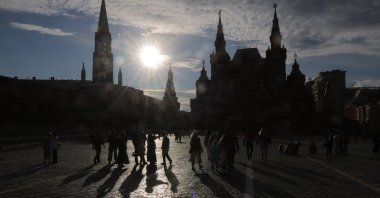 People walk on the Red Square outside the Kremlin on a summer day in downtown Moscow, Russia, June 26, 2026. (EPA Photo)