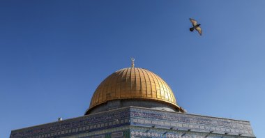 A bird flies above the Dome of the Rock on the Al-Aqsa compound, known to Jews as the Temple Mount, in Jerusalem's Old City, June 23, 2026. (Reuters Photo)