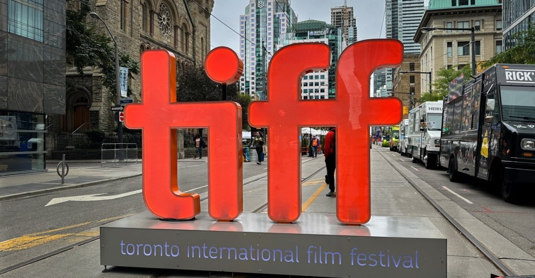A large backlit “tiff” sign signals the entrance to the pedestrian only street festival in honor of the Toronto International Film Festival, Toronto, Canada, Sept. 9, 2023. (Shutterstock Photo)